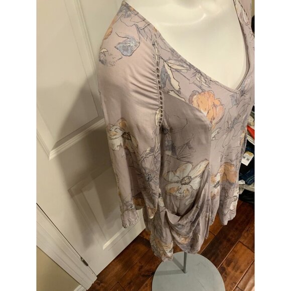 Free People Light Purple Floral Print V-Neck Mini Dress, Size 2 - Picture 3 of 5